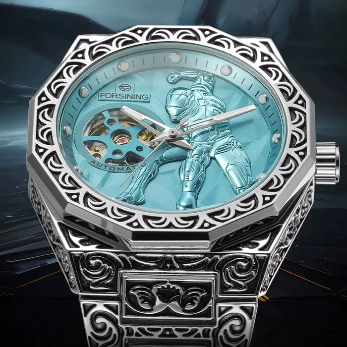 Montre Automatique FORSINING Squelette Rétro Vintage Bracelet Acier Occasions Spéciales Homme