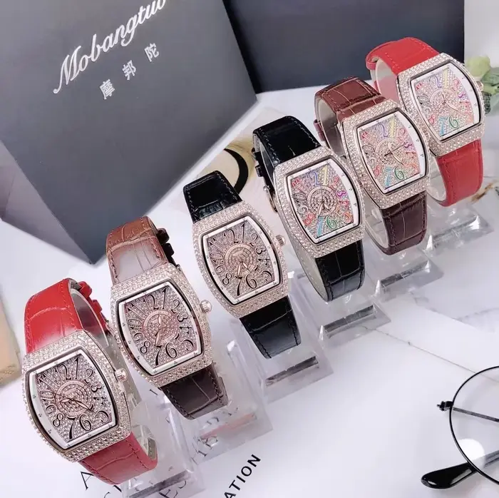 Mobangtuo femmes montre à Quartz Tonneau ovale diamant Orologio avec chiffres colorés cadran Reloj Mujer horloge de luxe dames montre-bracelet