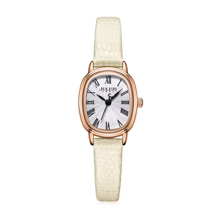 Petite montre ovale élégante pour femme, japon Mov't Lady Hours, Bracelet en cuir véritable, cadeau 
