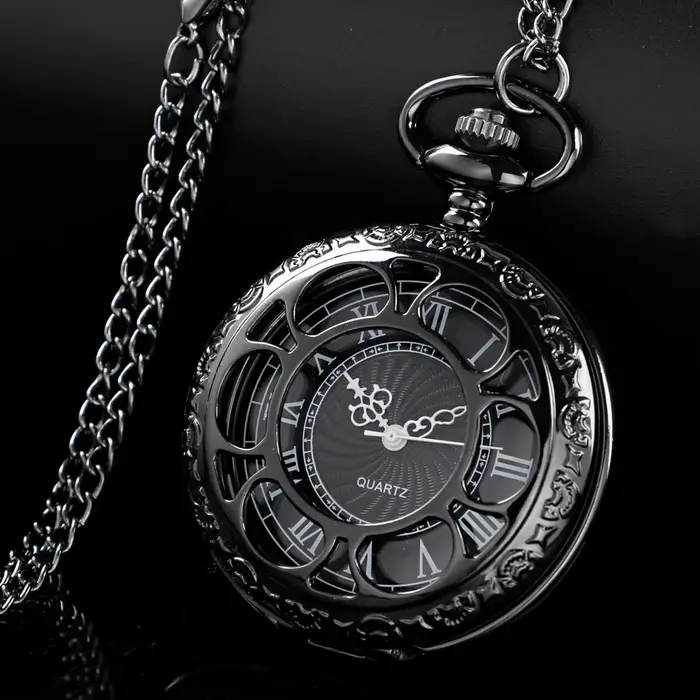 Montre à gousset rétro en acier inoxydable pour femmes et hommes, cadeau vintage occasionnel, design squelette quartz