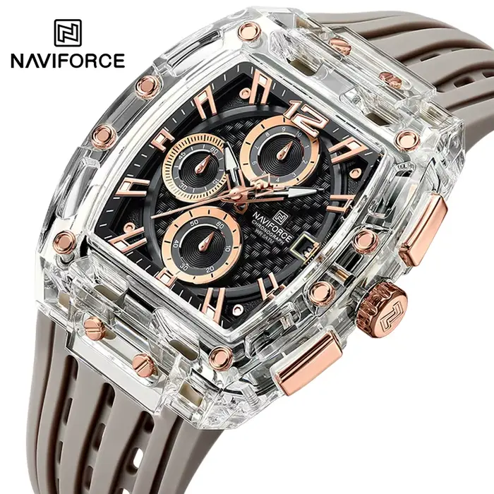 Nouveau NAVIFORCE hommes montres multifonctions à Quartz mode sport chronographe 5ATM étanche bracelet en Silicone décontracté homme montre-bracelet