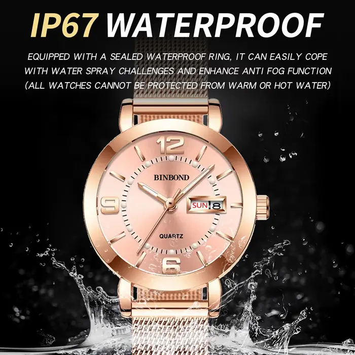 Montres-bracelets de luxe BINBOND à quartz pour femmes