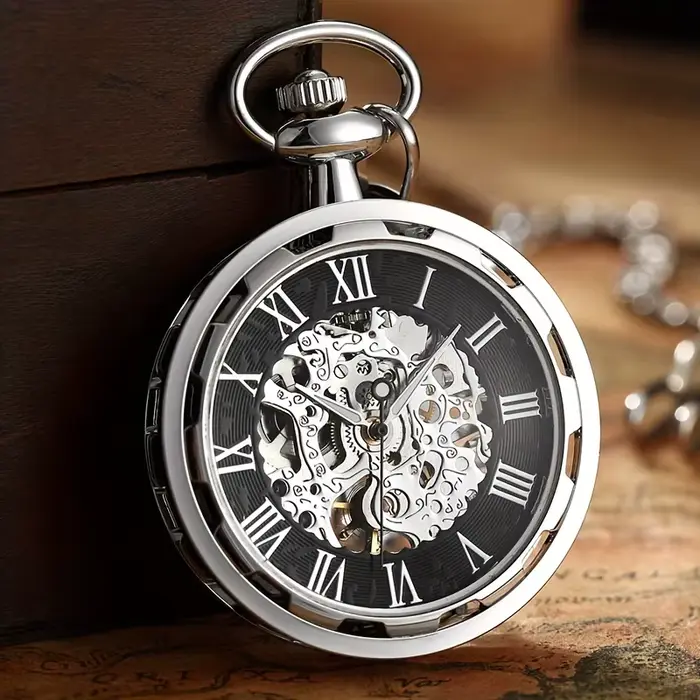 Montre de poche mécanique évidée rétro de luxe