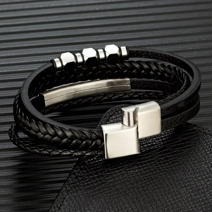 Bracelet Steampunk en Cuir avec Acier Inoxydable pour Hommes et Femmes Occasions Spéciales et Journées Courantes