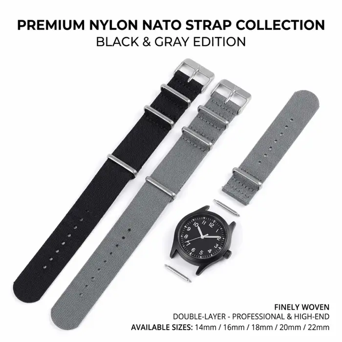 Bracelet de montre NATO 14/16/18/20/22mm