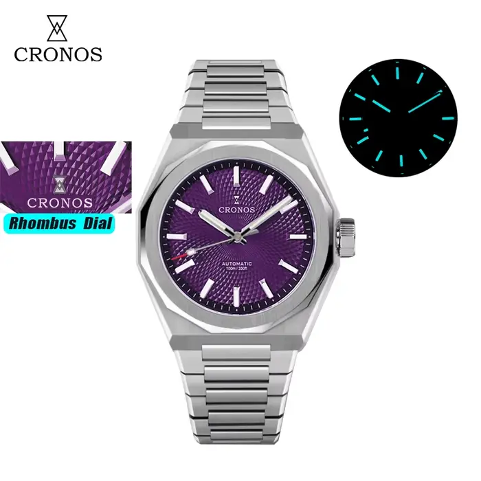 Cronos – montre de luxe pour hommes, 36mm, automatique, PT5004 Miyota 90S5, saphir, 10ATM, fond tran