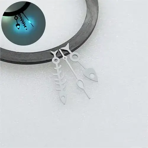 Aiguilles de montre Shoous bleues, accessoires de montre en arête de poisson blanc et noir, adaptés 