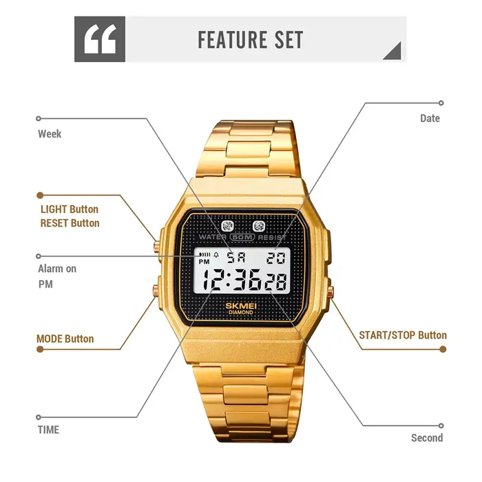 SKMEI Chrono Montre Numérique Pour Hommes Femmes Casual