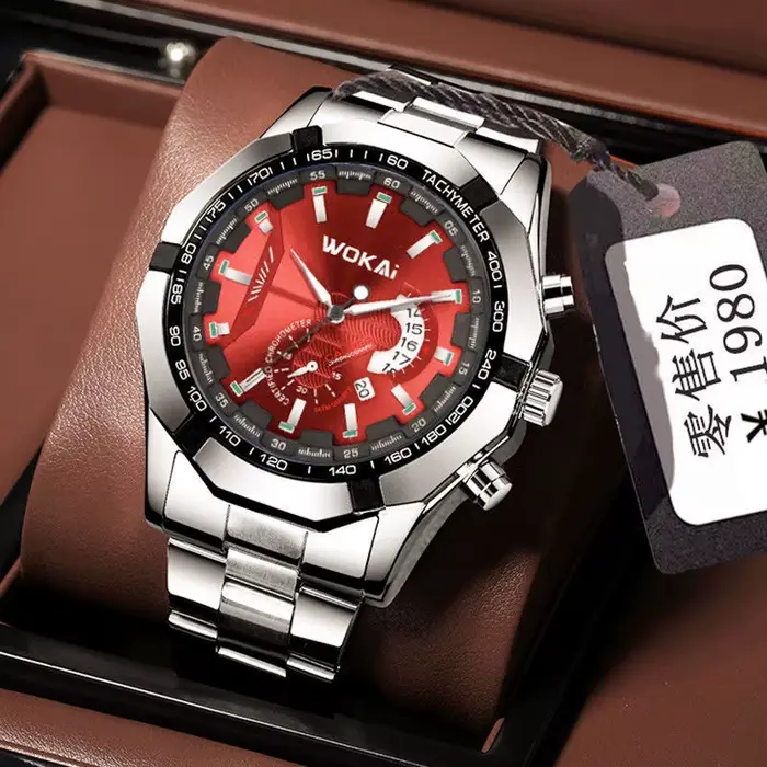 WOKAI montre hommes rouge montres de sport mode Imitation mécanique calendrier