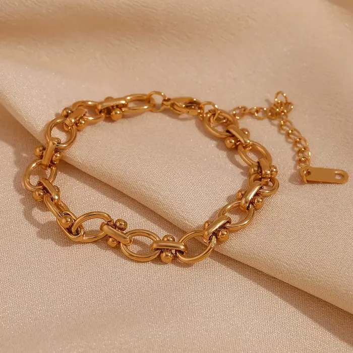 E B belle boutique officielle fleur ovale Bracelet chaîne fait à la main plaqué or 18 carats Bracelets