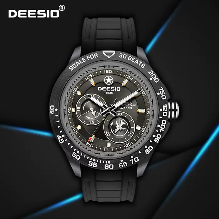 Montre mécanique automatique deesio en fibre de carbone avec cadran lumineux résistant à l'eau pour hommes occasions spéciales