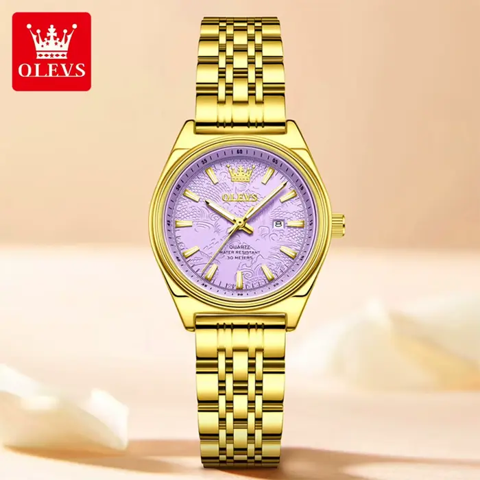 OLEVS marque de luxe montre en or pour femme lumineux étanche Date dames