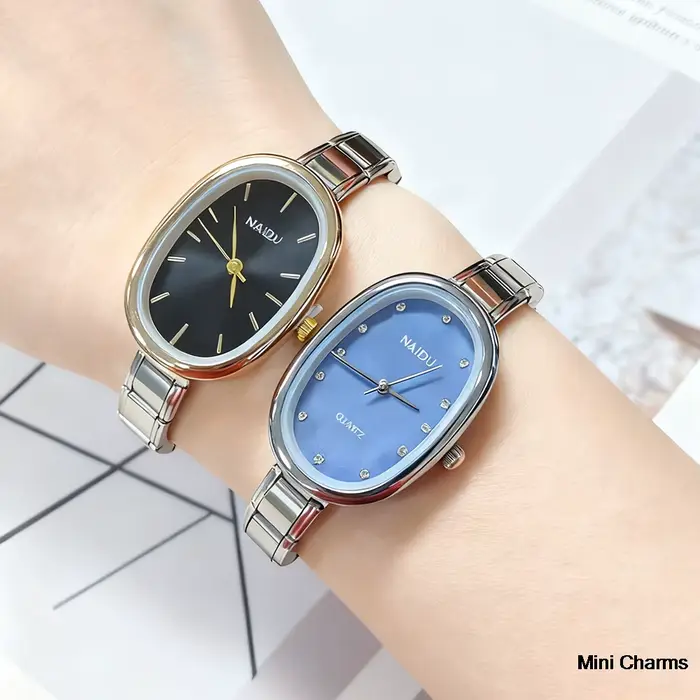 Montre-bracelet à quartz pour femmes design minimaliste tendance bracelet en acier inoxydable largeur 9mm cadeaux de fête vacances occasions spéciales
