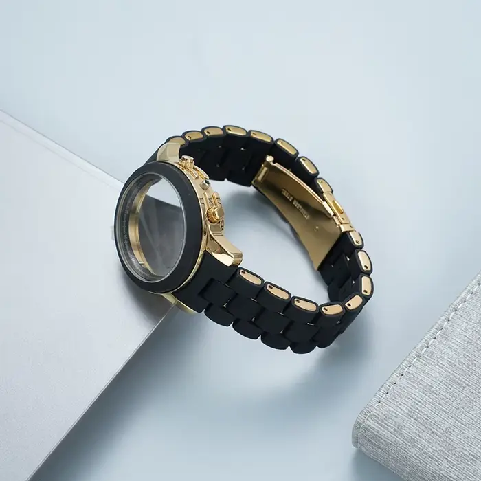 Bracelet de montre en caoutchouc et acier pour hommes et femmes