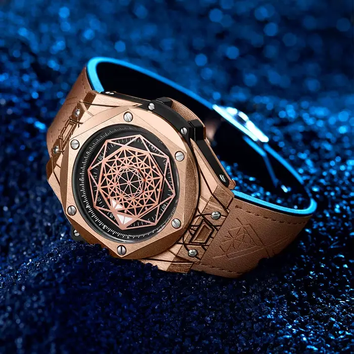 Montre à quartz étanche en or pour homme