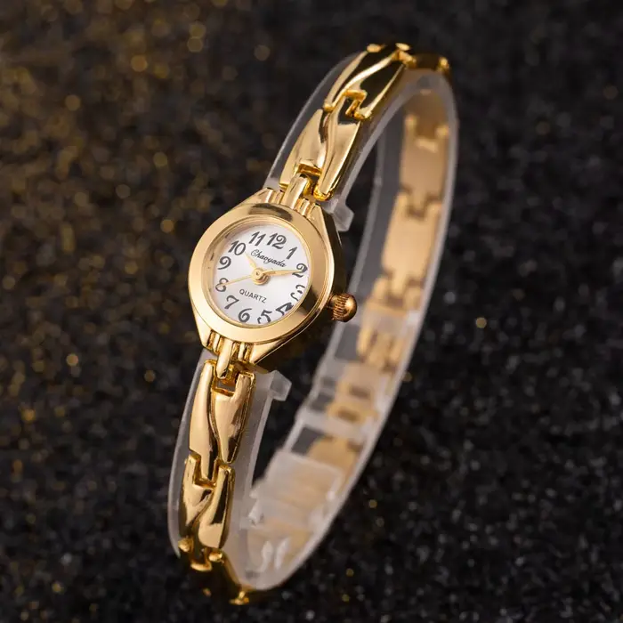 Mode or montre Vintage pour femmes de luxe élégant montre à Quartz femmes modèle Bracelet décontract