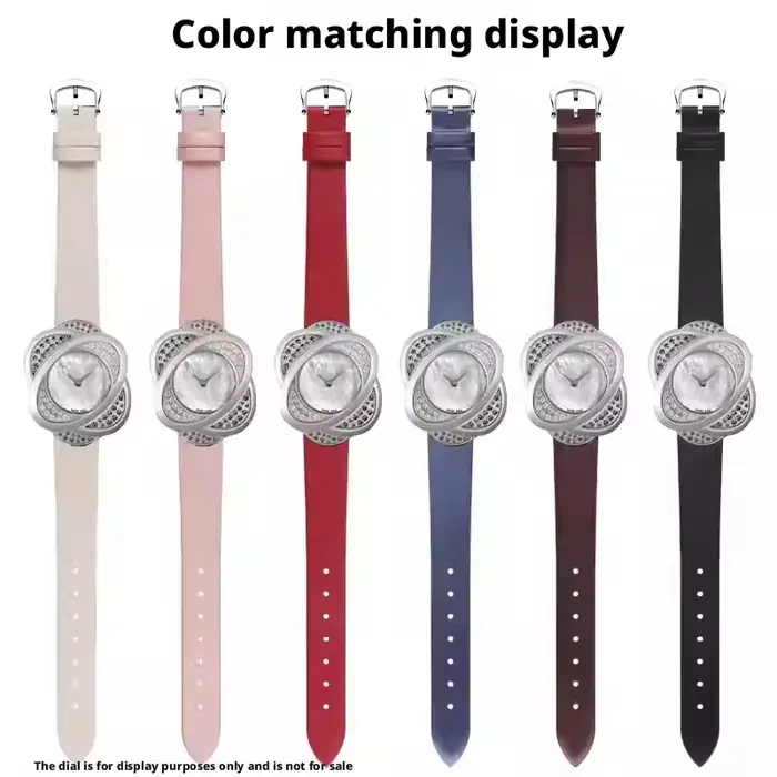 Bracelet de montre universel en cuir véritable à rayures satinées