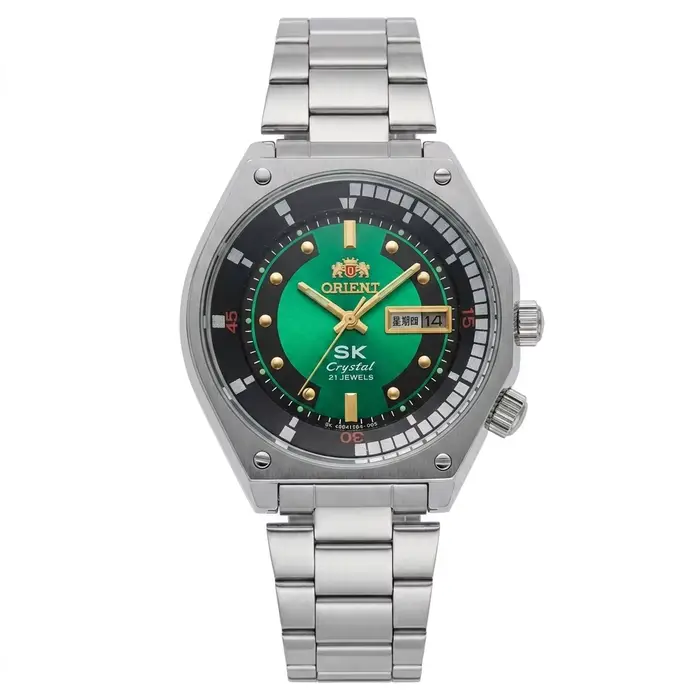 Montre de plongée automatique ORIENT SK Crystal, 22 rubis, jour et date, lumineuse, acier inoxydable
