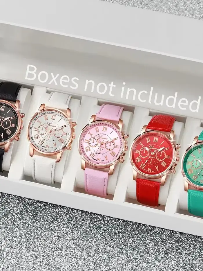 5 pièces montres pour femmes mode Roma cadran bracelet en cuir montre à Quartz (sans boîte