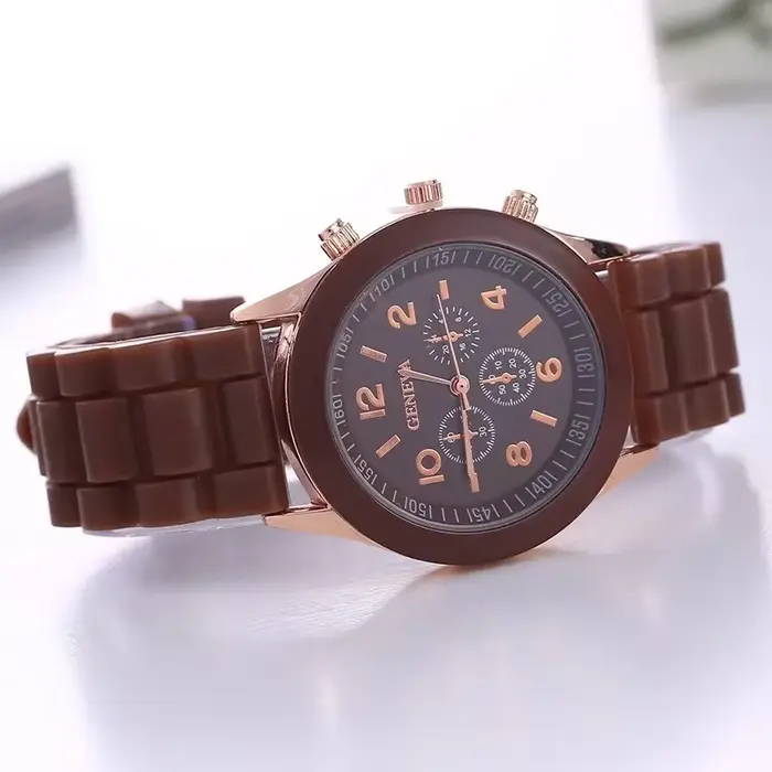 Célèbre marque genève dames montre de mode homme et femme étudiant Silicone Quartz montre-bracelet horloge en gros Relogio Feminino