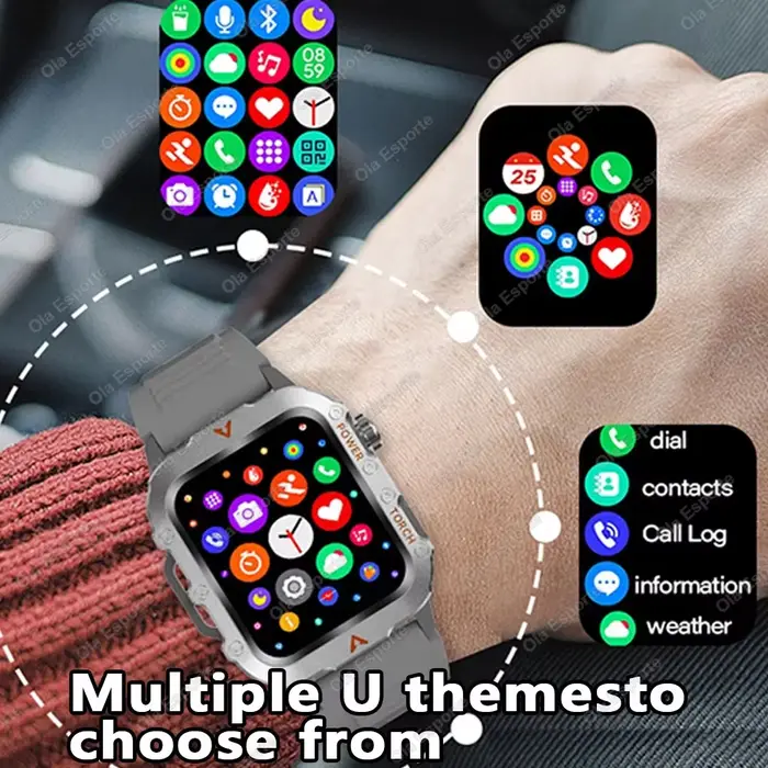 Hommes montre intelligente Bluetooth appel sommeil fréquence cardiaque moniteur de santé lampe de poche LED extérieure