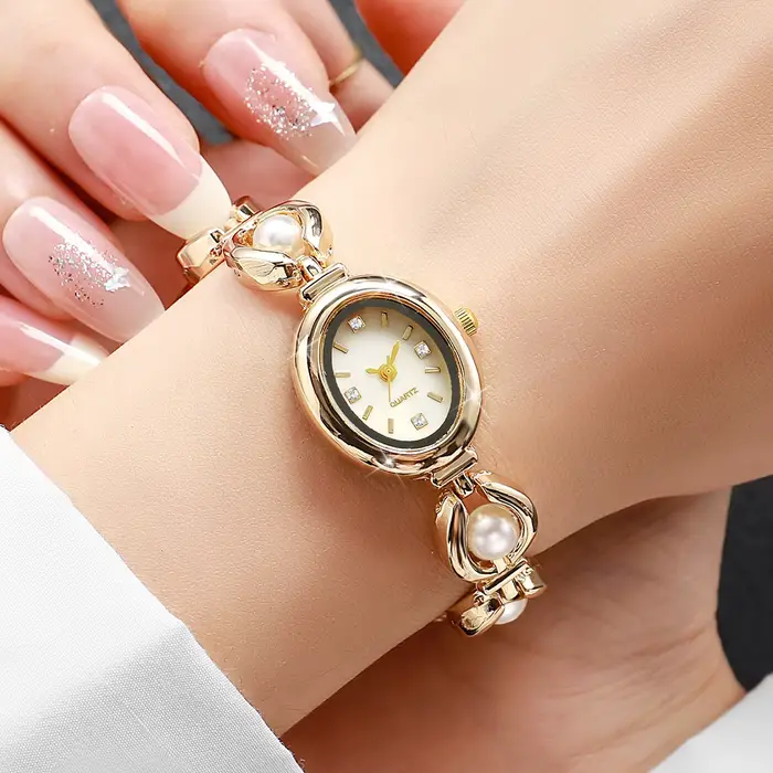 Femmes élégantes montres mode perles Bracelet dames Quartz montre-Bracelet Reloj Mujer filles horloge cadeau (sans boîte)
