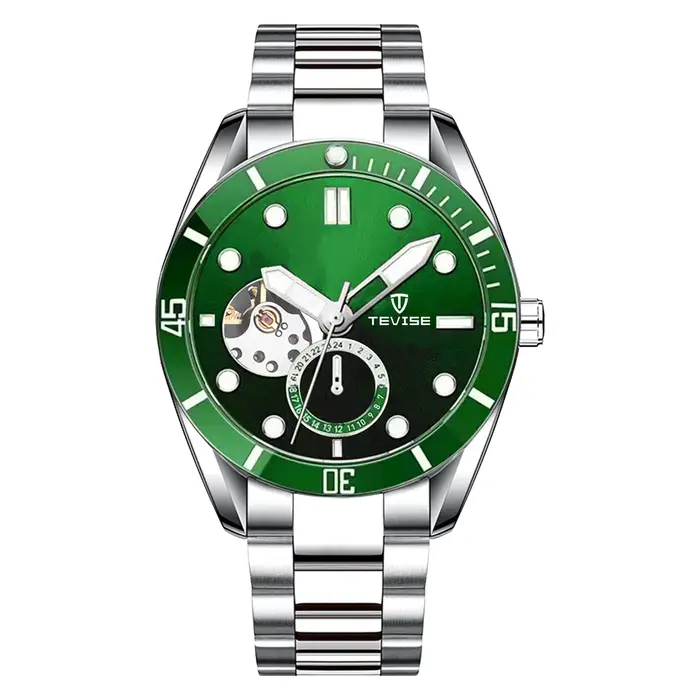 TEVISE montre mouvement mécanique automatique mode bracelet en acier inoxydable montre squelette lum