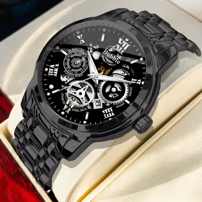 UTHAI montre pour hommes à la mode haut de gamme lumière luxe polyvalent montres à Quartz étanche romain creux mâle