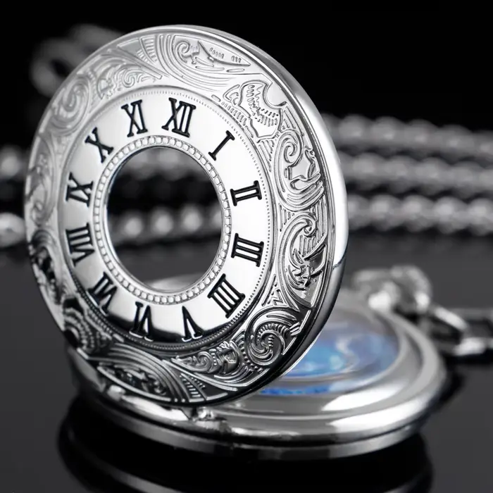 JOMen-Montre de Poche à Quartz Vintage en Argent