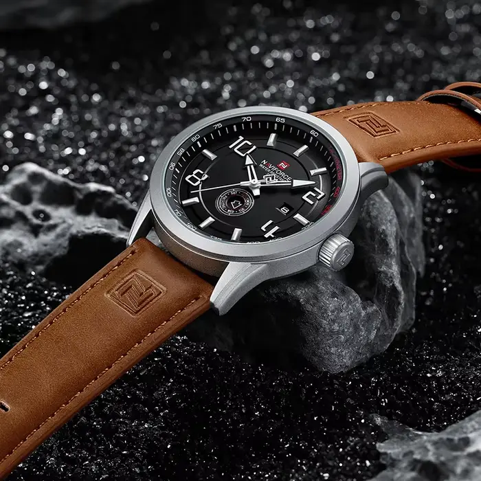 NAVIFORCE tendance montre-bracelet décontractée pour homme sport militaire bracelet en cuir résistant à l'eau horloge