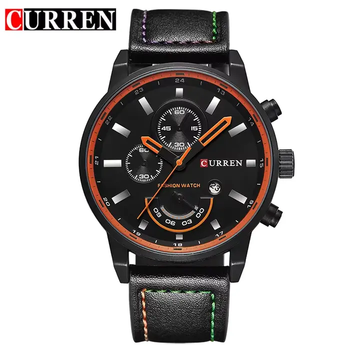 Montre à quartz Curren 8217 pour homme, montre résistante à l'eau avec calendrier, montre-bracelet e