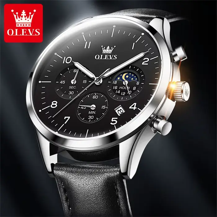 Montre-bracelet chronographe à quartz étanche pour homme