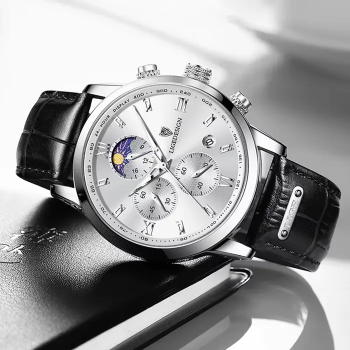 Montre militaire à quartz en cuir étanche pour homme