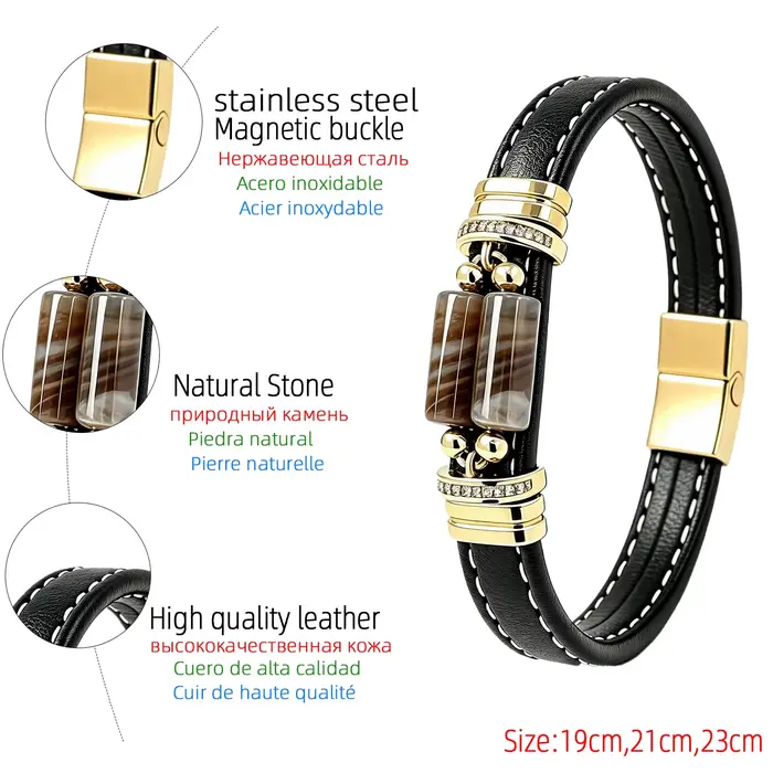 Bracelet de luxe en œil de tigre pour homme