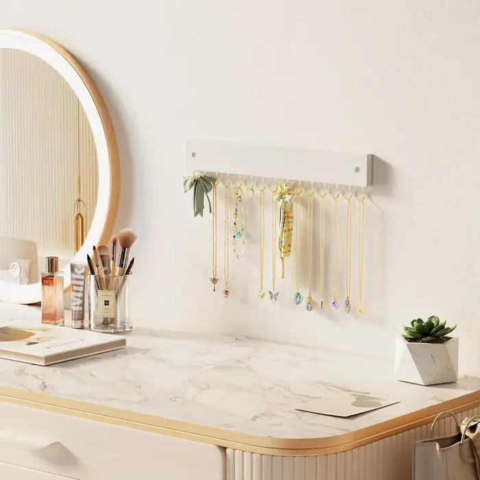 Porte-collier en bois pour mur avec 15 crochets