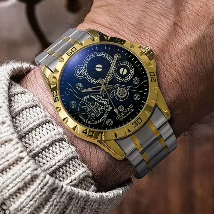 2025 nouvelles montres Glenaw engrenage mécanique tout Design lumineux Style en acier inoxydable montre