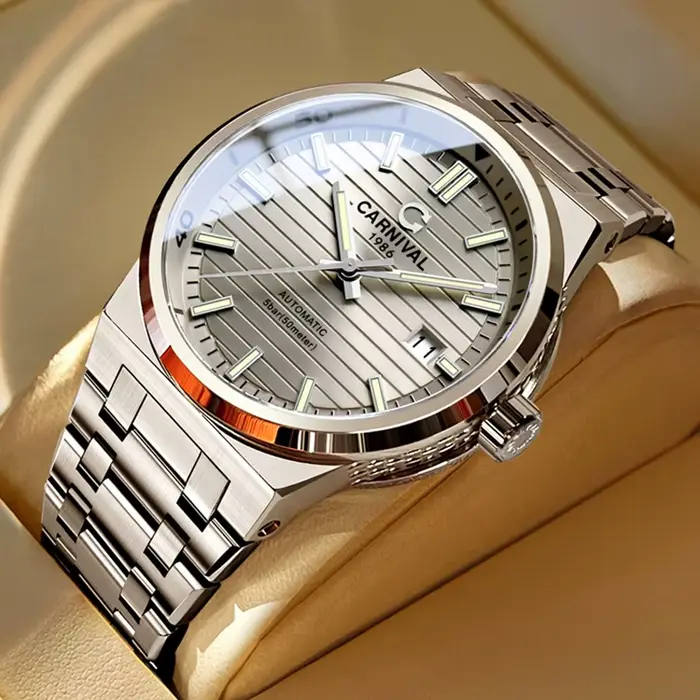 CARNAVAL-Montre mécanique automatique pour homme, montre-bracelet étanche, affaires européennes et a
