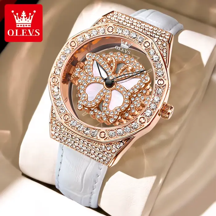 Montre OLEVS 9996 élégante et luxueuse pour femme, squelette, quartz, étanche, cadran lumineux avec 