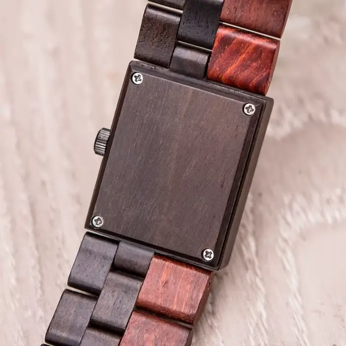 Montre-bracelet en bois d'ébène Quartz élégante pour femmes occasions spéciales mode et casual résistante à l'eau avec fermoir caché à bouton-poussoir