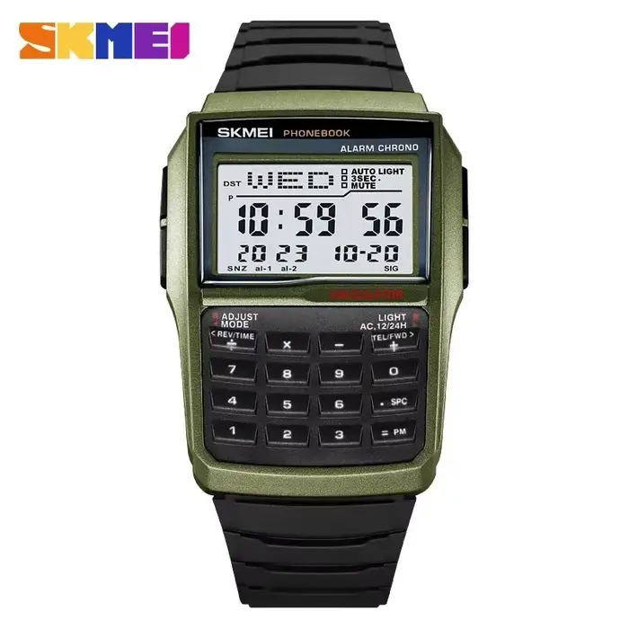 SKMEI 2255 Montre pour hommes double temps compte à rebours décontracté livre de téléphone numérique