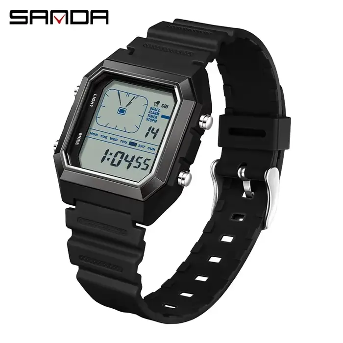 SANDA mode montres numériques pour hommes multifonction lumineux chronographe calendrier Sport de pl