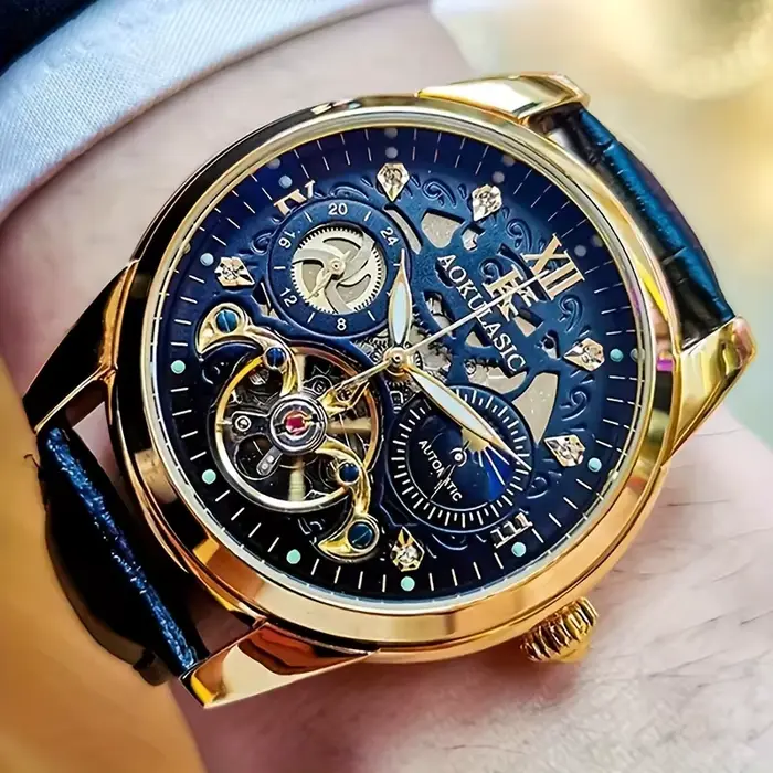 Montre mécanique entièrement automatique à tourbillon de luxe haut de gamme pour hommes