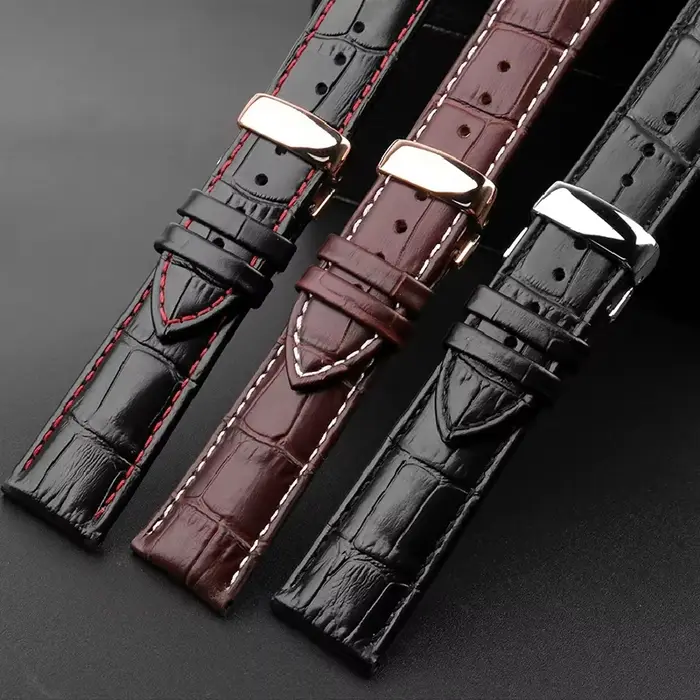 Bracelet de montre en cuir véritable pour hommes