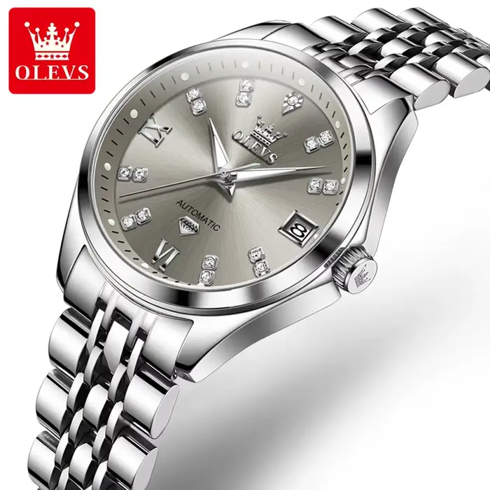Montre mécanique automatique en acier inoxydable pour femme