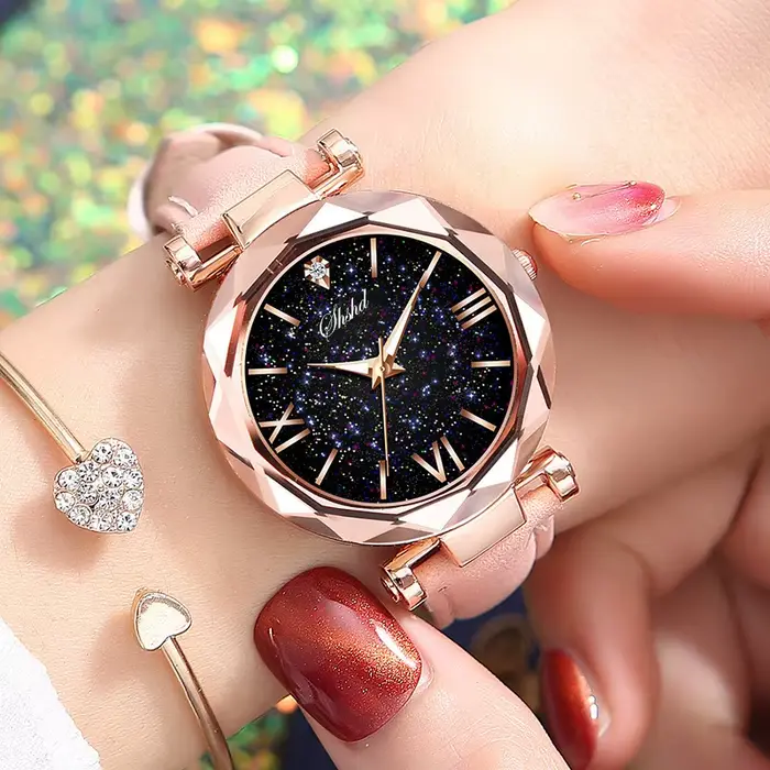 Montre pour femme avec strass lumineux