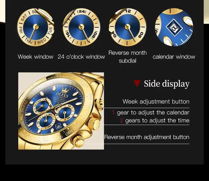 OLEVS 6638 montre mécanique automatique de marque supérieure pour hommes multi-fonction chronographe Date étanche