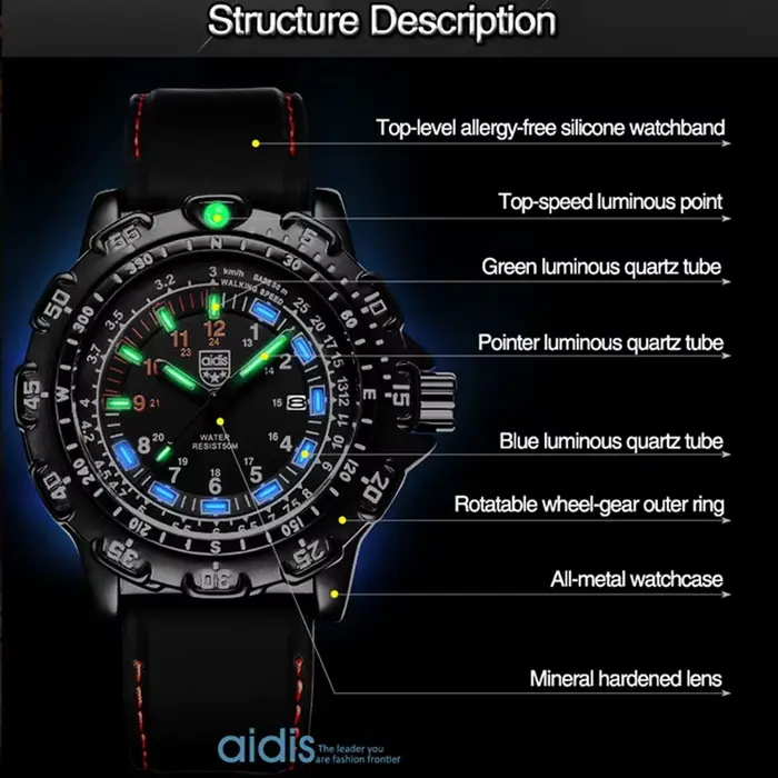 Montre Forces Spéciales Addies étanche plongeur lumineuse pour homme aventuriers randonnée plongée occasionnels