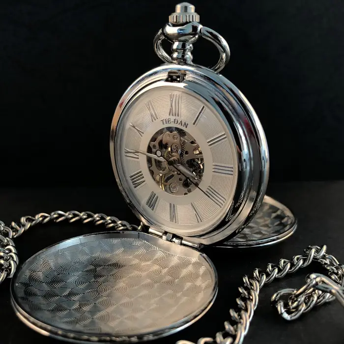 Montre de poche unisexe argentée