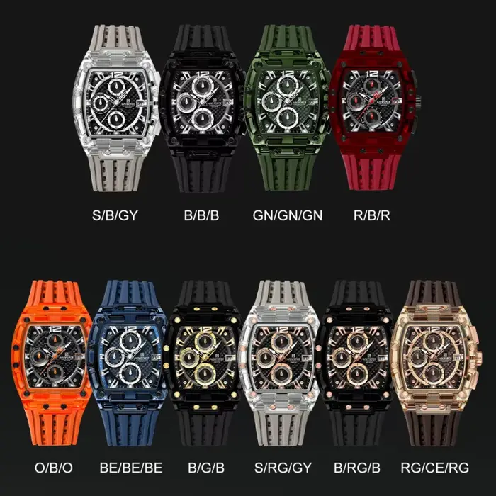 NAVIFORCE 7105 mode chronographe multi fonctionnel montre à Quartz Sport 5ATM étanche Silicone
