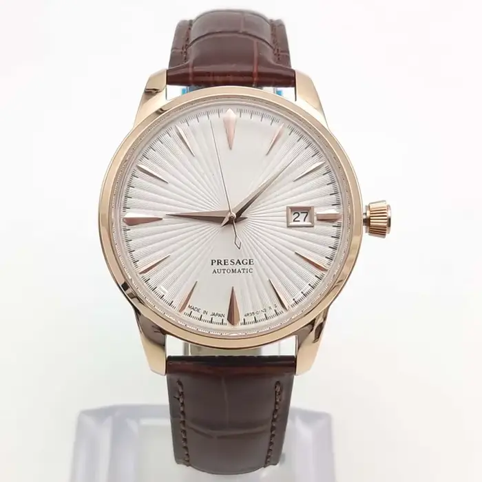 Montre automatique classique vintage pour homme 40 mm NH35, bracelet en cuir confortable, verre saph